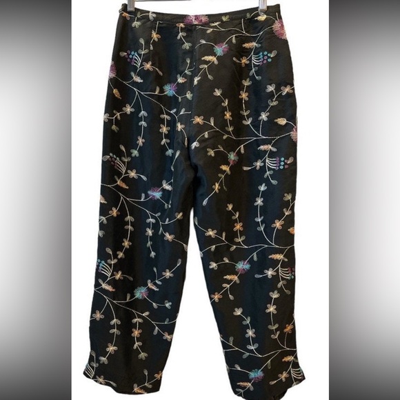 Vintage Anne Carson Silk Embroidered Vintage 2-piece Crop Pant and Tank, Size 10 - Picture 3 of 10